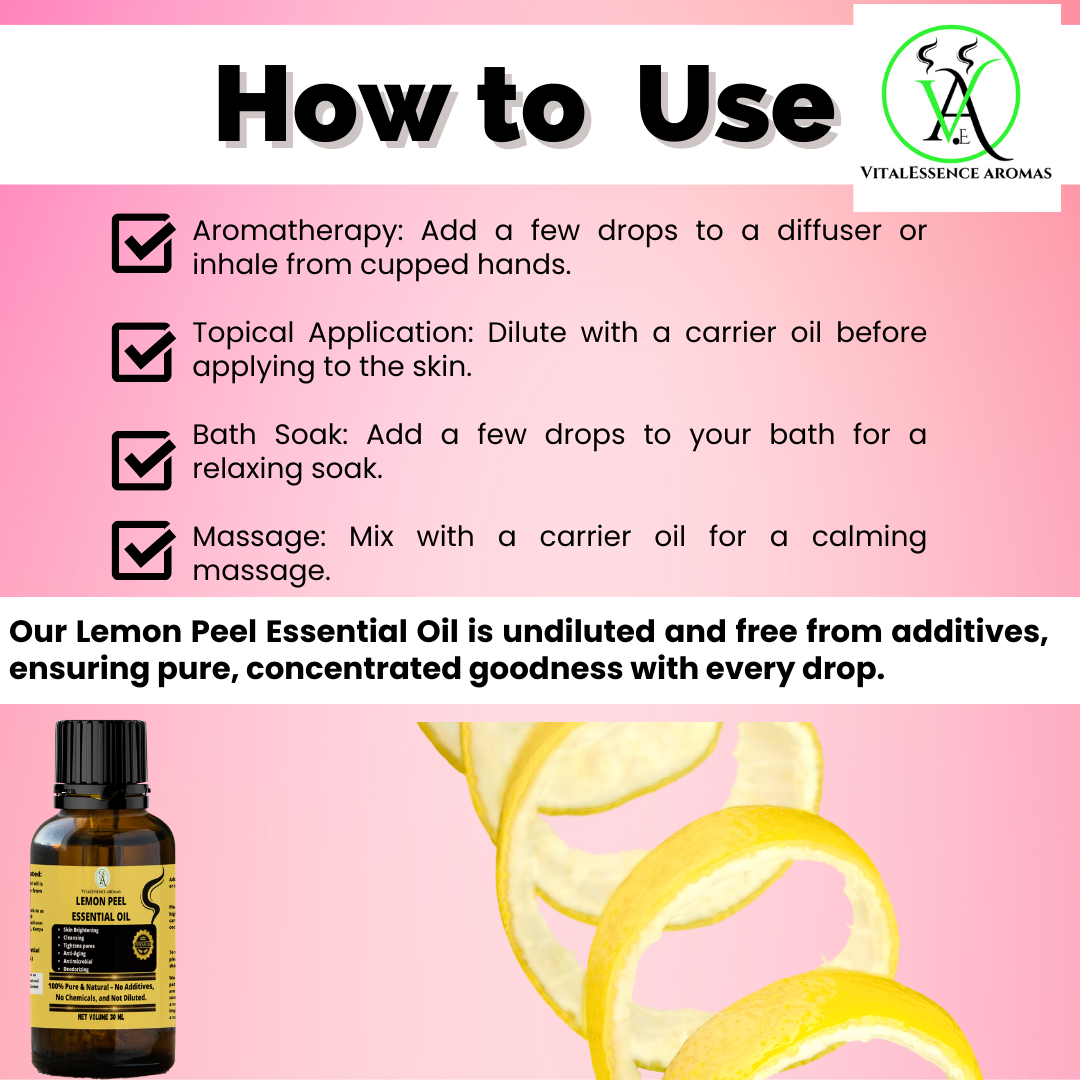 Lemon Peel Essential Oil- 100% Pure, Undiluted, Therapeutic Grade,Antimicrobial,Skin Brightening ,Tightens pores,30 ml - Image 3