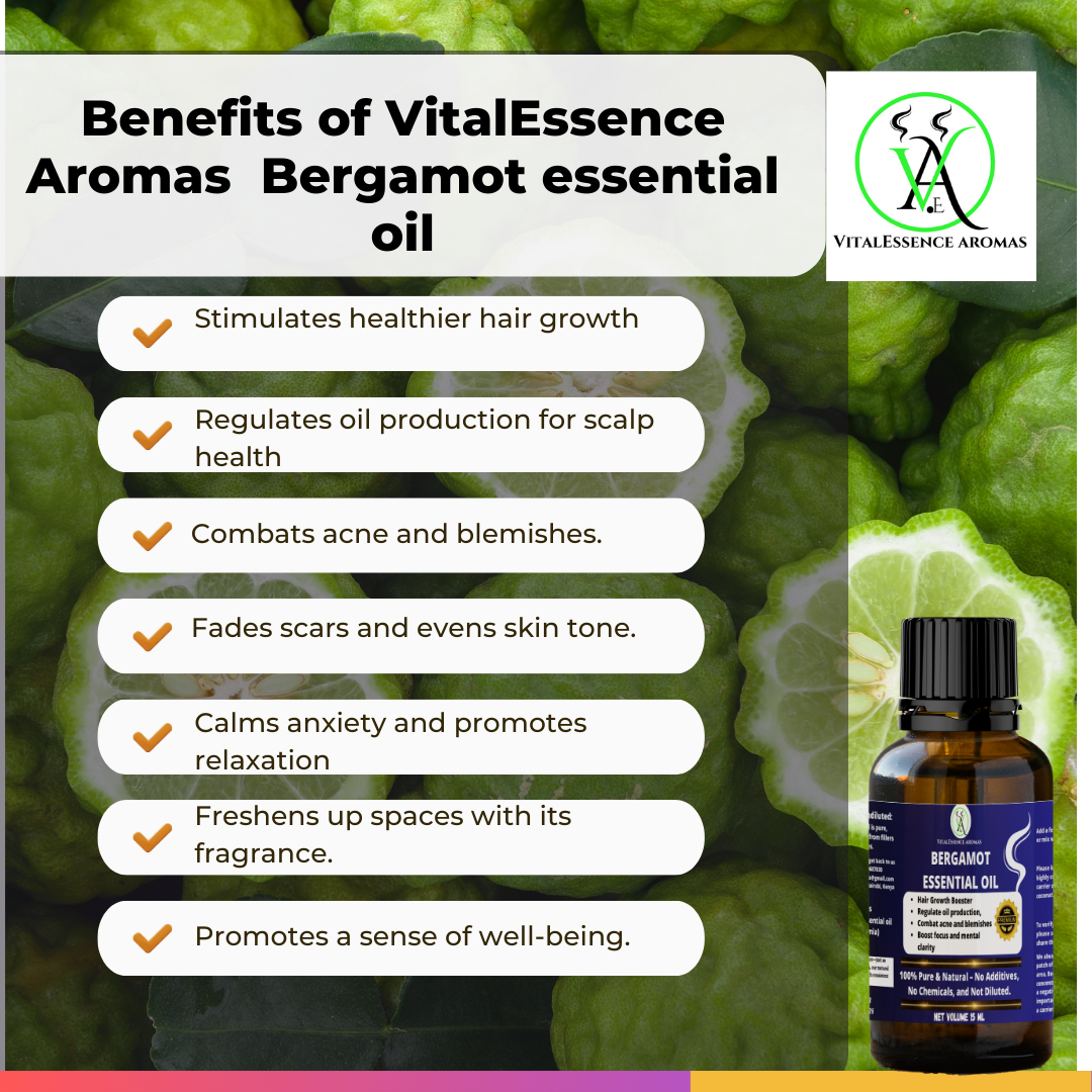 Bergamot Essential Oil - 100% Pure, Undiluted, Therapeutic Grade, Aromatherapy Diffuser ,Hair Growth,Mental Clarity,15 ml - Image 2