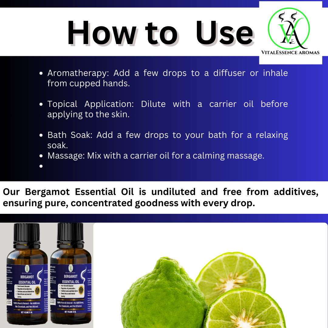 Bergamot Essential Oil - 100% Pure, Undiluted, Therapeutic Grade, Aromatherapy Diffuser ,Hair Growth,Mental Clarity,15 ml - Image 3