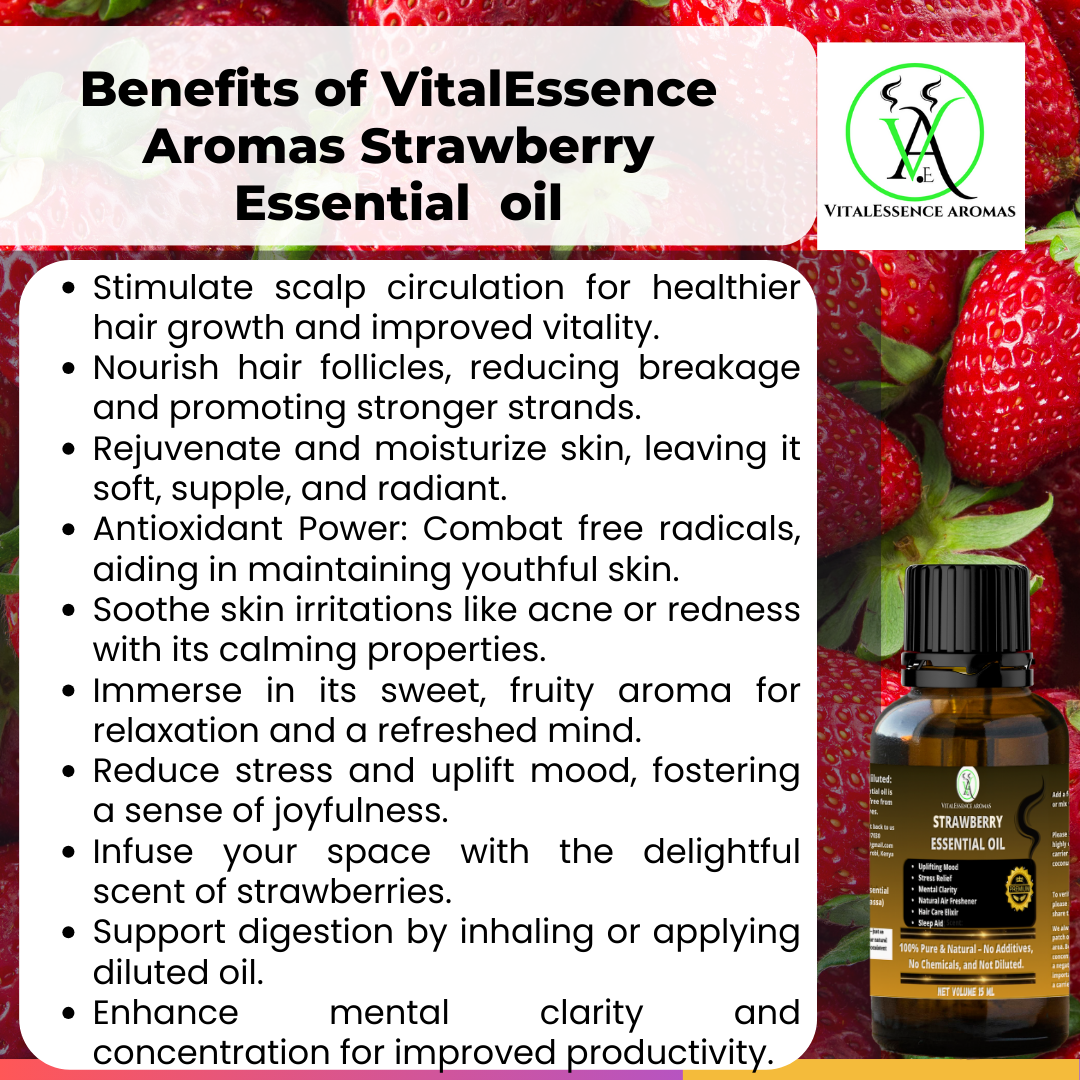Strawberry Essential Oil - 100% Pure, Undiluted, Therapeutic Grade, Aromatherapy Diffuser ,Reduce stress and uplift mood,15ml - Image 2