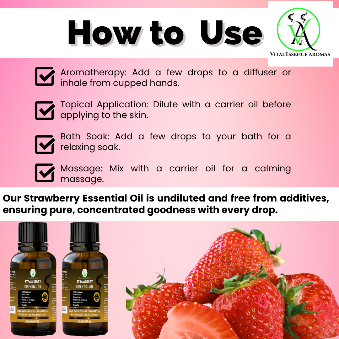 Strawberry Essential Oil - 100% Pure, Undiluted, Therapeutic Grade, Aromatherapy Diffuser ,Reduce stress and uplift mood,15ml - Image 3