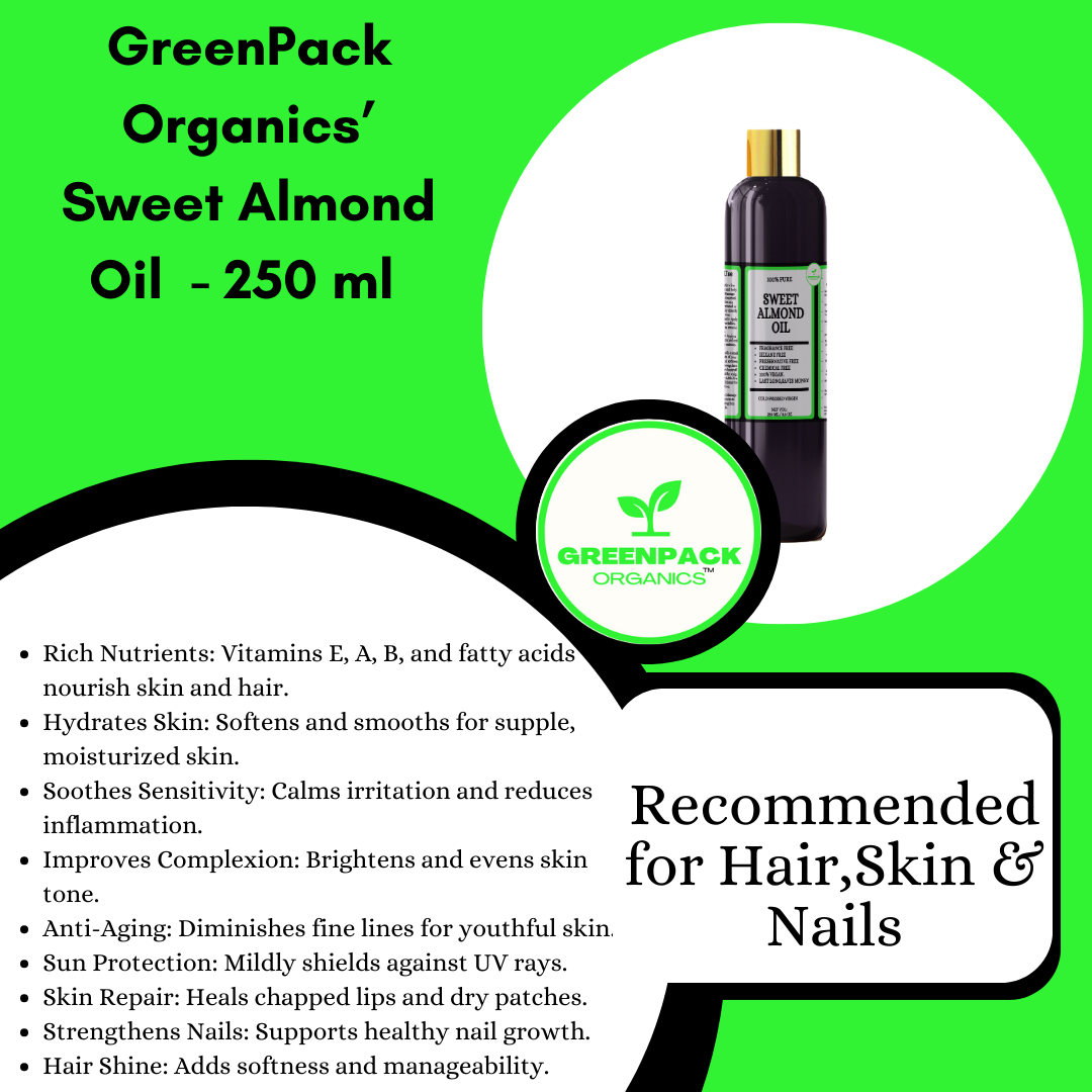 Sweet Almond Oil- 250ml, Nourish Skin & Hair,Softens and smooths for supple, moisturized skin,250ml - Image 2