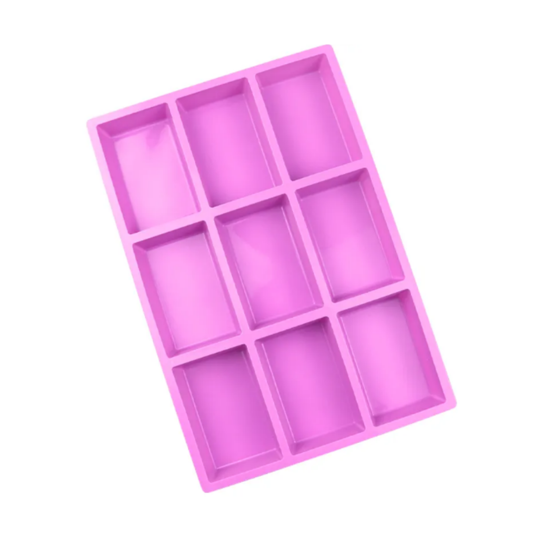 9-Cavity Rectangle Silicone Mold – Premium Quality for Soap Making - 9-Cavity Rectangle Silicone Mold  - 1 Piece(colour varies)