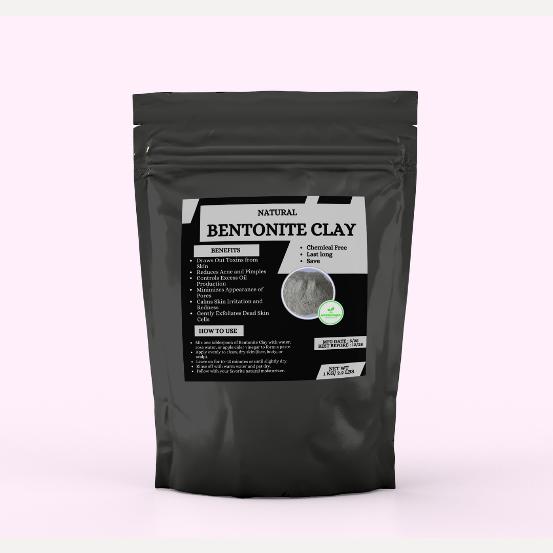 Natural Bentonite Clay– 1kg Bulk Pack,Draws out toxins from the skin,Reduces acne and pimples,Controls excess sebum,1Kg - Powder