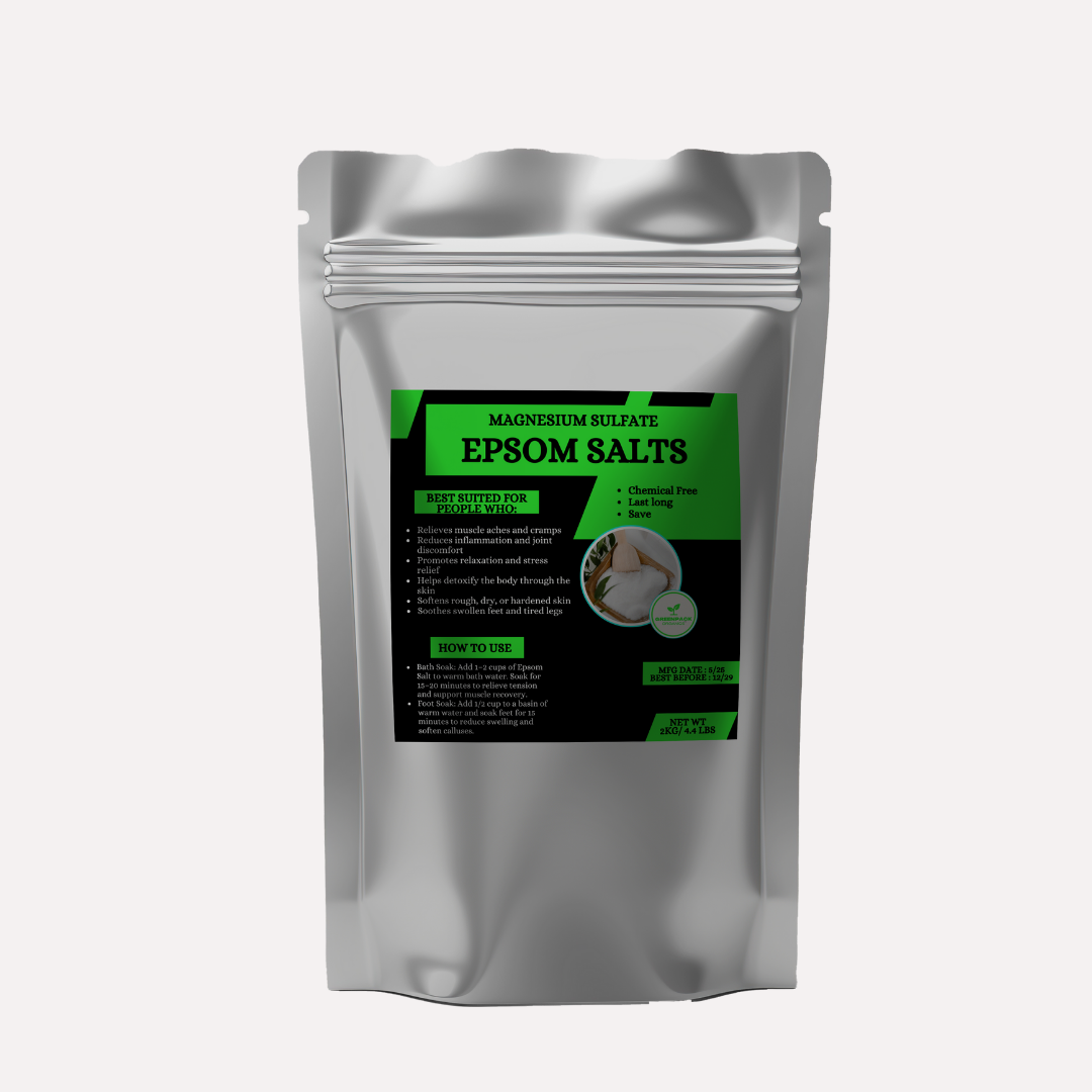 Epsom (magnesium) Salts – Bulk Pack,Relieves muscle aches and cramps, Reduces inflammation and joint discomfort, Promotes relaxation and stress relief,2kg
