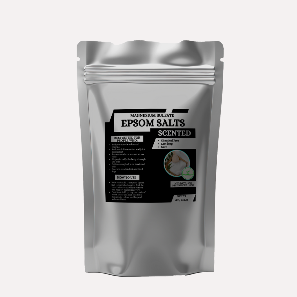 Scented Epsom (magnesium) Salts   – Bulk Pack,Relieves muscle aches and cramps,  Reduces inflammation and joint discomfort,  Promotes relaxation and stress relief,2Kg Epsom Salt - Eucalyptus