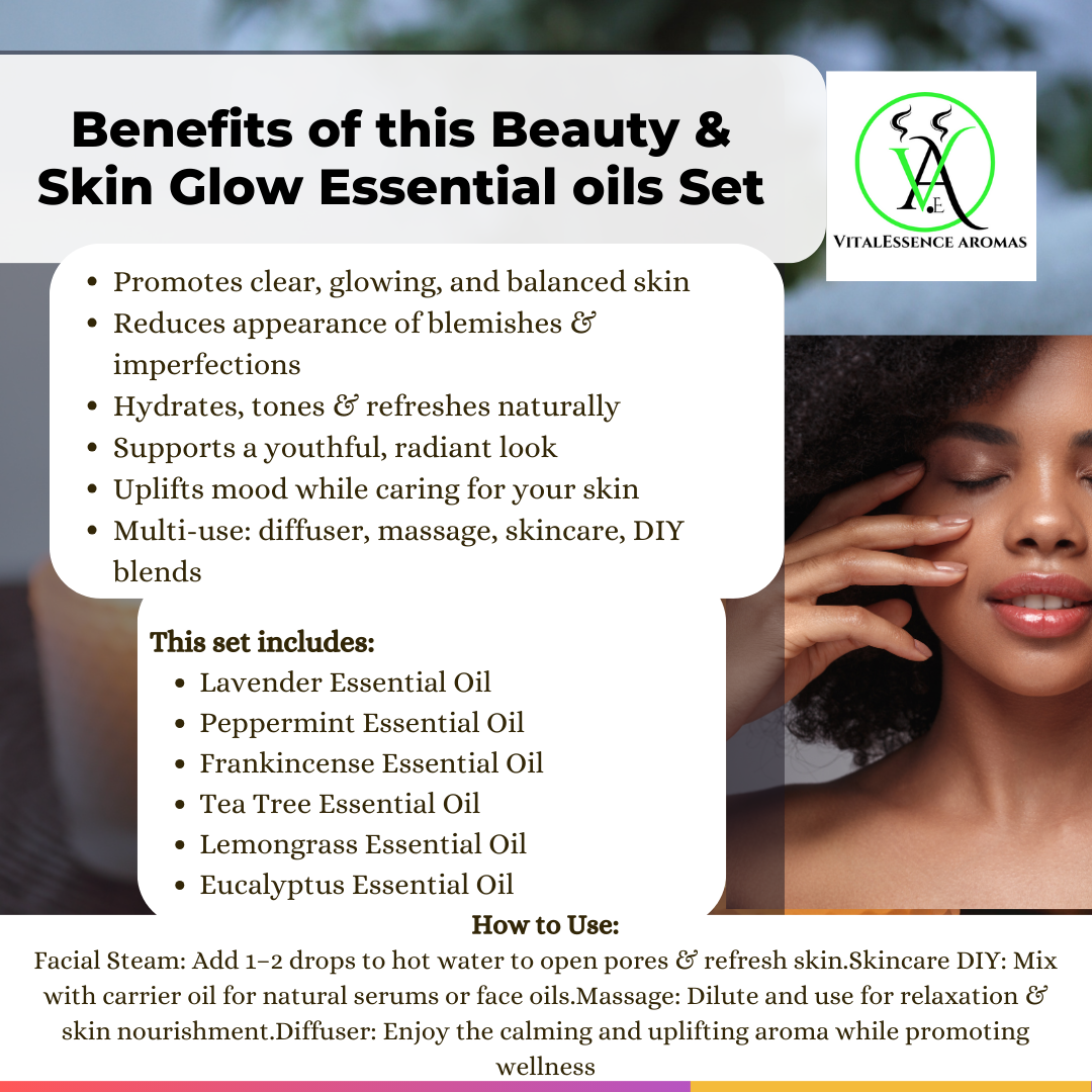 Essential Oil Set - (Beauty & Skin Glow Set ) 6 Essential oils x 5ml each,Essential Oil Set - (Beauty & Skin Glow Set ) 6 Essential oils x 5ml each - Image 2