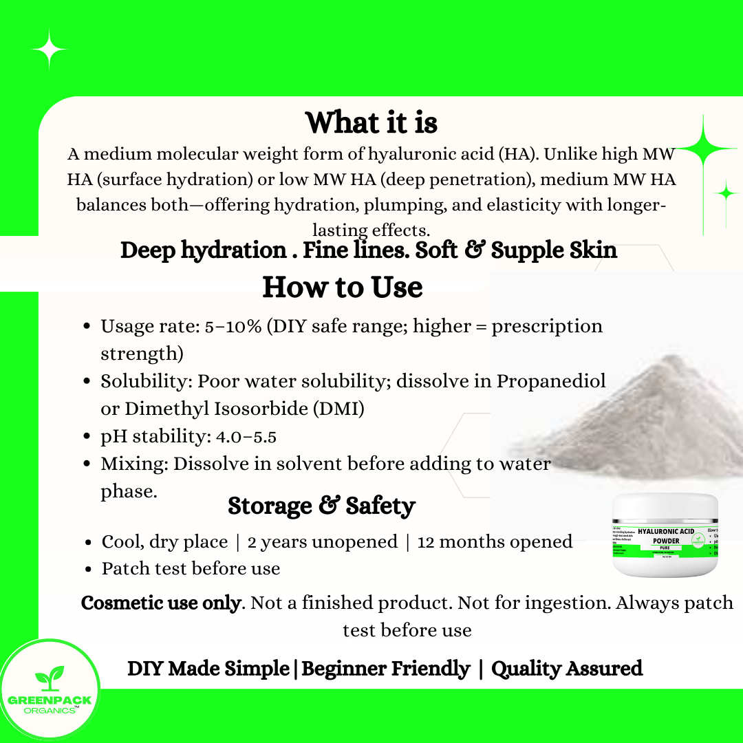 Hyaluronic Acid (Sodium Hyaluronate, Medium MW) - 100% pure,Beginner-friendly and suitable for most DIY skincare formulas.,50g powder - Image 3