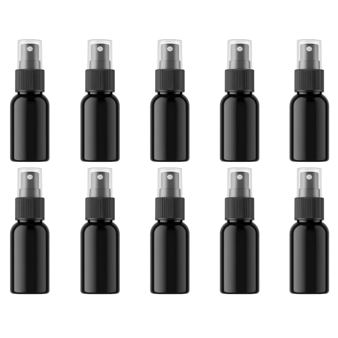 Black Plastic Bottle with Black Mist Spray - Fine mist spray ensures smooth, even coverage. - 10 Pieces | 120ml - Black Plastic Bottle with Black Mist Spray