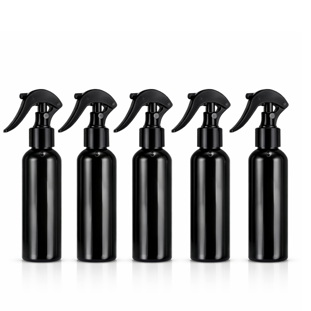 Black Plastic Bottle with Black Trigger Spray - Strong trigger spray delivers an even, controlled spray. - 5 Pieces | 250ml -All Black